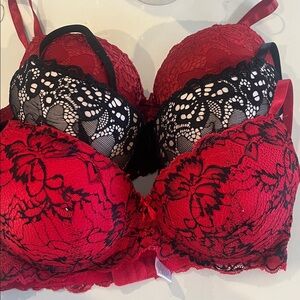 Chic Scarlet Lace Bra 3 bras 2 36C. & 1 38C